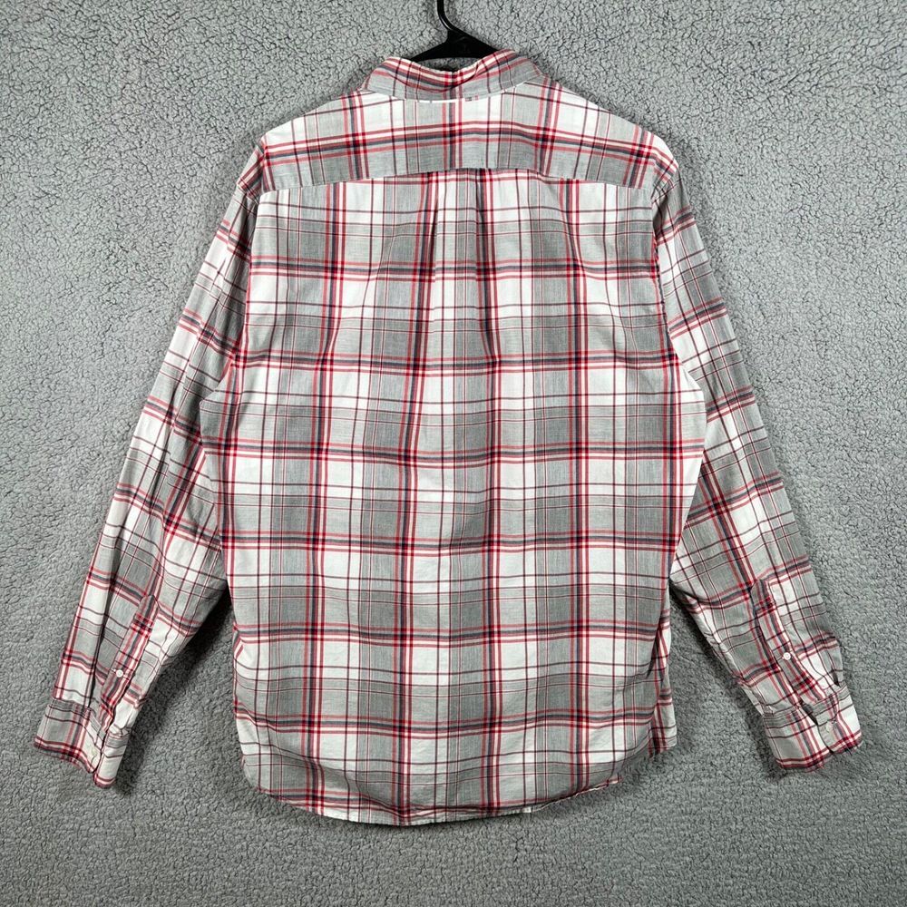 J Crew Shirt Mens Medium Red Gray Plaid Classic Casual Preppy‎ Button Down Adult - Picture 10 of 12